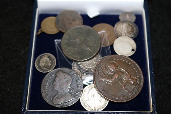 Henry III short cross silver penny, long cross penny, silver & copper (from 1678), 1843 1/4 franc & Boer War advertising medal (14)